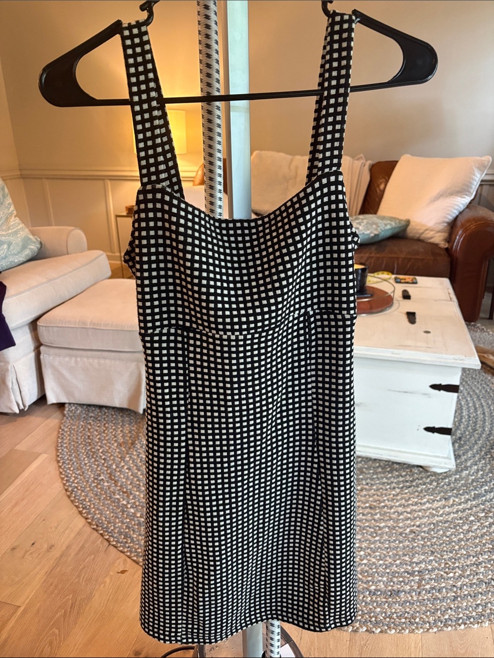 Free People Black and White Gingham Mini Dress